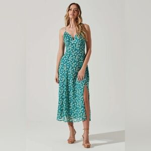 Astr Floral Ruched Bust‎ Midi Dress NWT